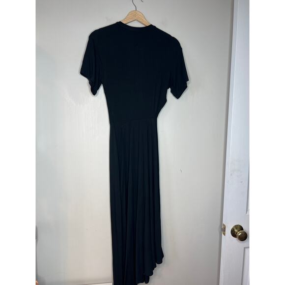 NWT A.L.C. Bridget Twisted Cut-Out Short Sleeves Crew Neck Black Midi Dress - Picture 6 of 7